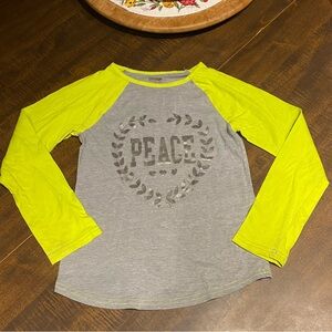 Peace print raglan baseball style tshirt